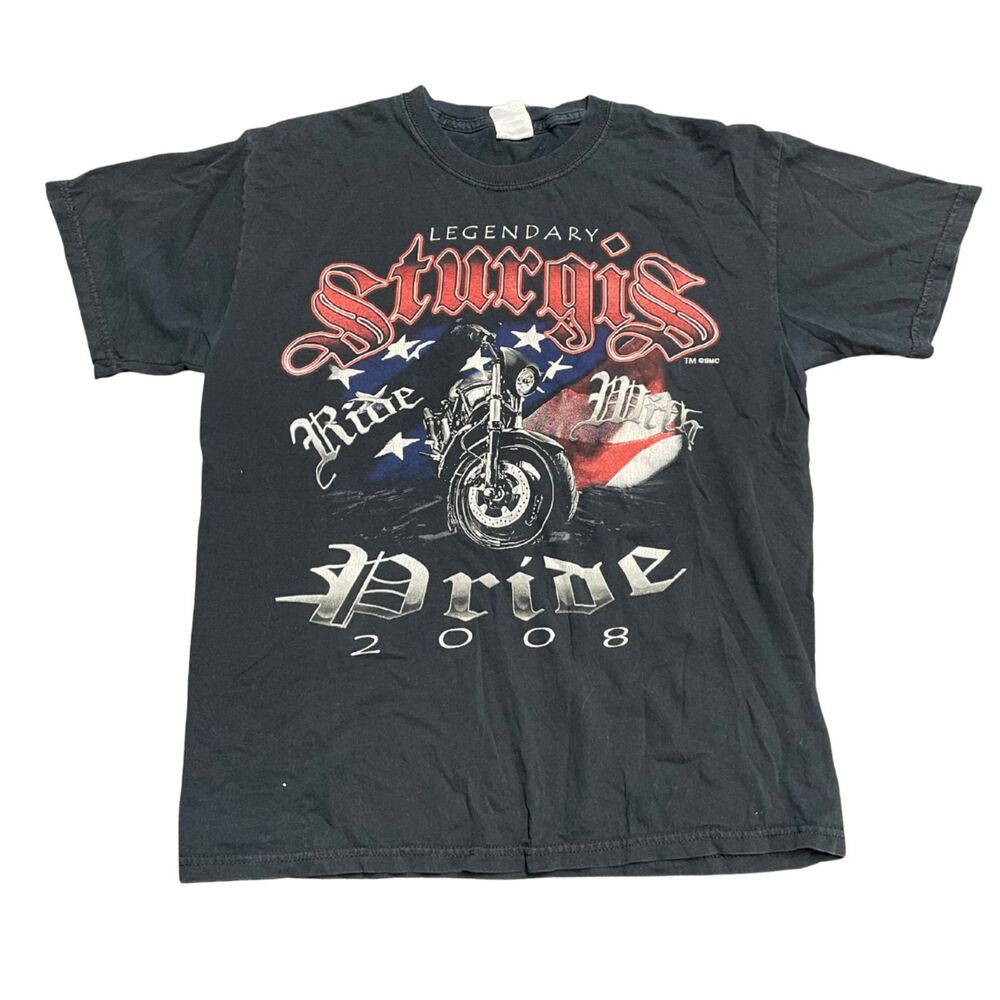 2008 Sturgis Motorcycle Rally Pride Tee Medium Vintage Biker Graphic Shirt